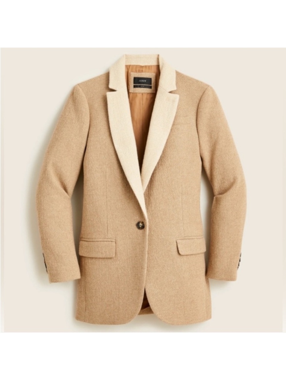 NWT J.Crew Alfie Blazer in Heather Walnut Contrast Collar Italian Cotton-Wool 8